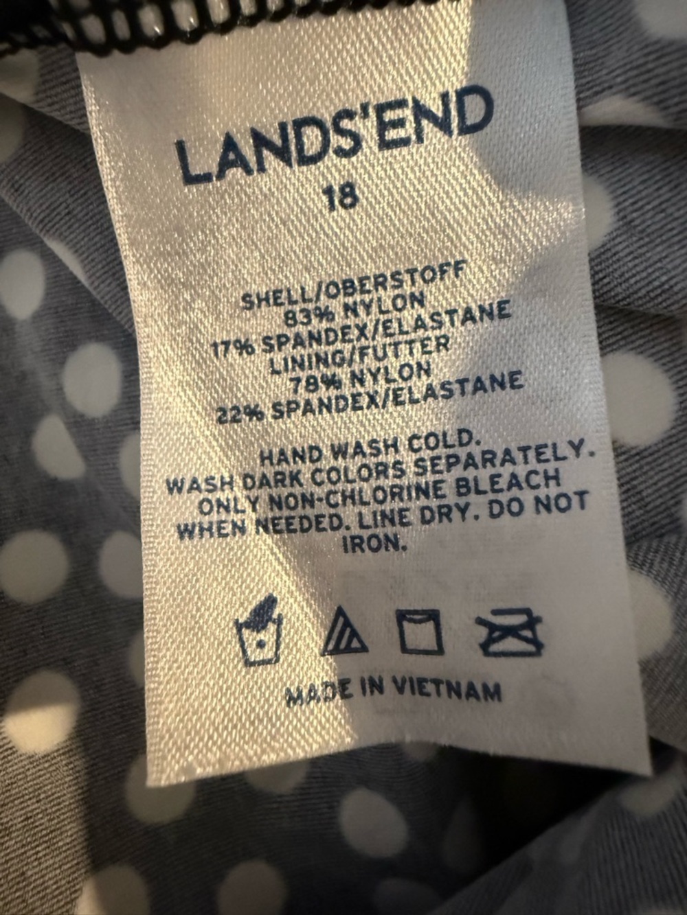 Lands End  Black and White Polka Dot Tankini Top, size 18 - Picture 8 of 8